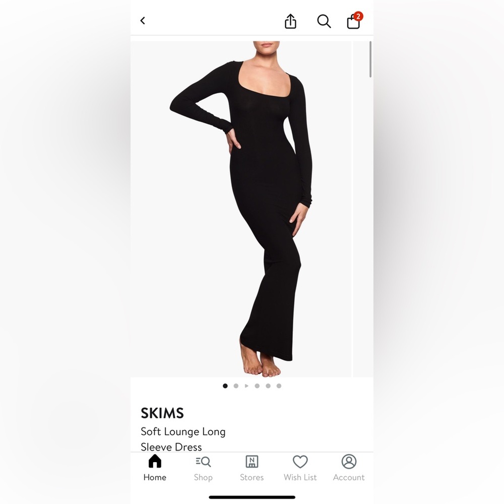 Skims soft lounge long sleeve dress in black